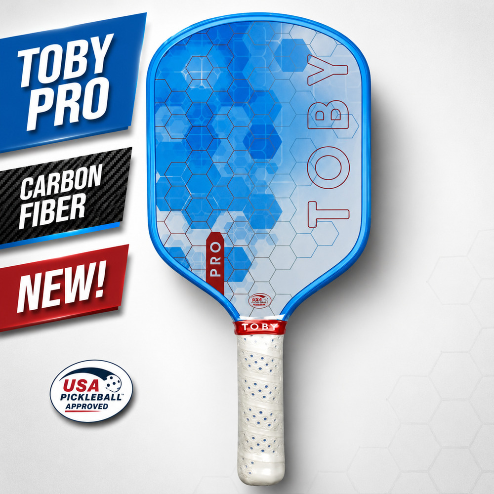 Toby Pro Carbon Fiber Pickleball Paddle New USA Approved Honeycomb Core